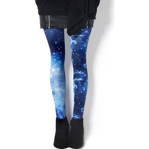 Summer Sky Gradient Printing ankle-length Pants Blue Fashion Pantyhose