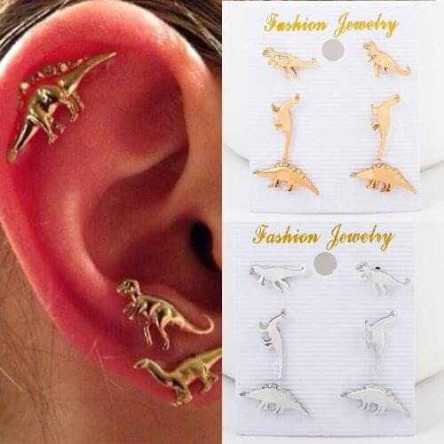 Fashion Stud Rex Earrings Set Dinosaur UK Stegosaurus Diplodocus 3 PAIRS Tyrannosaurus