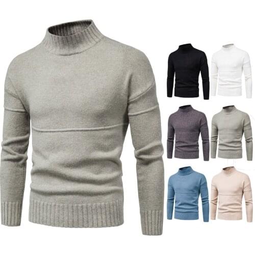 2020 New Mens Warm Sweater Casual Fashion Knitted Pullover Sweaters Male Solid Color Knitwear Tops