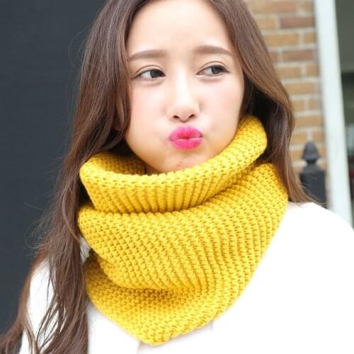 New Arrival Solid Color Knitted Ring Scarf Women Winter Warm Neck Cable Infinity Scarves Coarse Wool Snood Scarf Loop Wrap