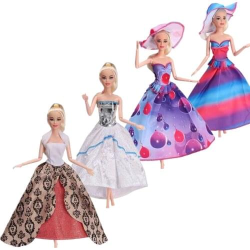 11.5" Doll Clothes Fashion Hat Off Shoulder Party Gown Princess Dresses for Barbie Clothes Outfits 1/6 BJD Dolls Accessories Toy