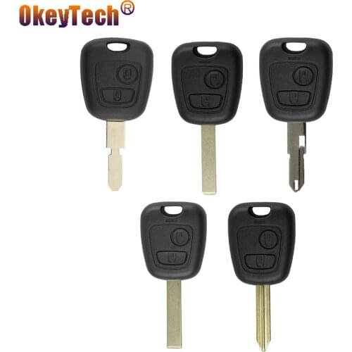OkeyTech 2 Button Car Key Shell Case Fob For Peugeot 107 207 307 407 206 306 406 Citroen C1 C2 C3 C4 Saxo Xsara Picasso Berlingo