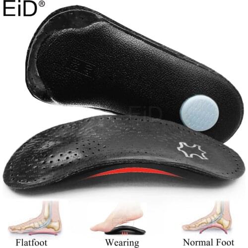 EiD 3/4 Leather Orthopedic Insoles Pads For Shoes Sole Flat Foot Arch Supports Ortopediche Shoe Inserts Foot Insole Men Women