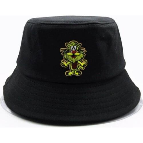 LDSLYJR Cartoon lion embroidery cotton Bucket Hat Fisherman Hat outdoor travel hat Sun Cap Hats for men and Women 126