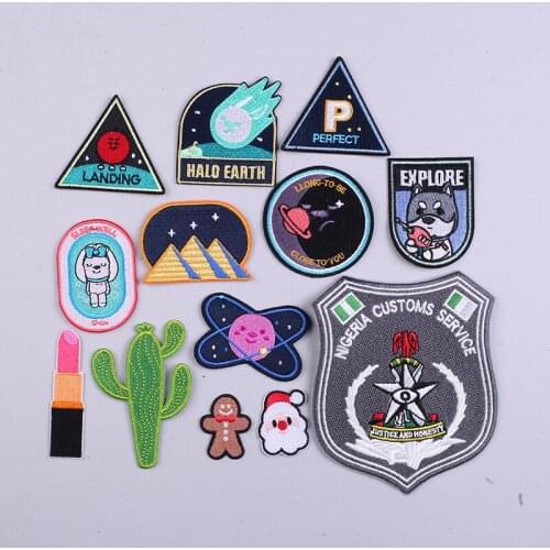 Space Embroidered Patches for Clothing Pentagram Badge Sewing Application Sew on Patch Diy Iron-on Applique Stripes on Clothes
