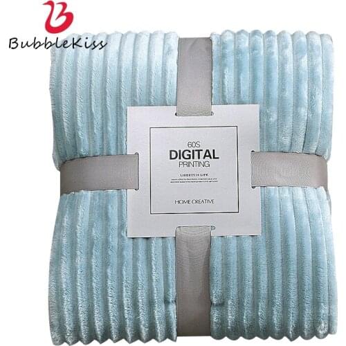 Bubble Kiss Stripe Blanket Thicken Fleece Blankets Office Home Nap Blanket Shawl Gift Blankets For Beds Customized Throw Blanket