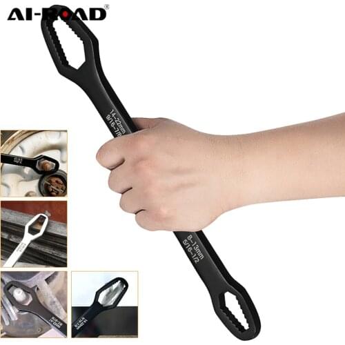 AI-ROAD Adjustable Glasses Wrench Universal Torx Wrench 8-22mm Ratchet Spanner for Bicycle Motorcycle Car Repairing Tools