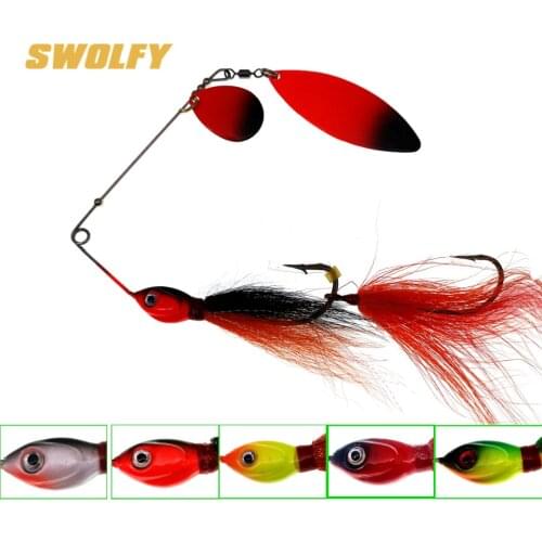 SWOLFY Fishing Spinnerbait Lures 39g Double Willow Blade Spinner Baits for Bass Pike Tiger Muskie Metal Jig Lure