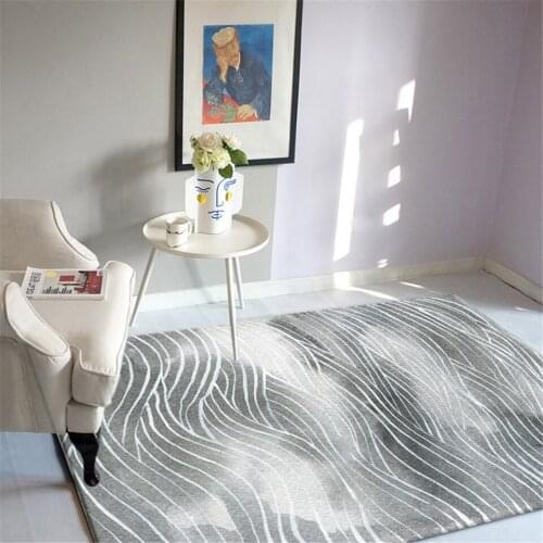 Nordic Solid Gradient Light Gray Wave line Carpet Living Room Rugs Simple Fashion Custom Rug Hallway Rugs Anti-slip Kitchen Mat