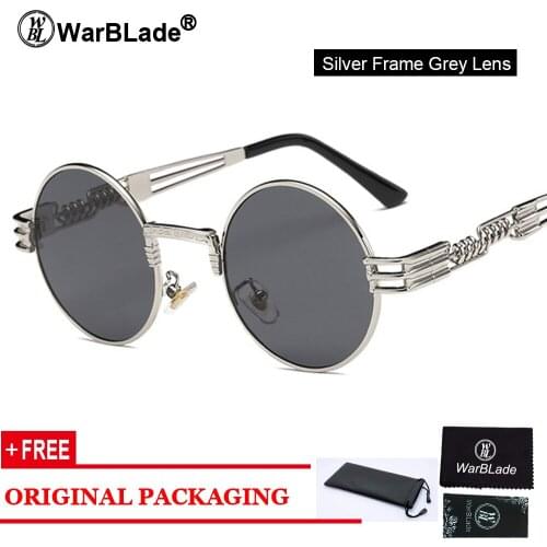 WarBLade Vintage Round Steampunk Sunglasses Women Men Steam Punk Gold Eyewear Hip Hop Shades Teashades Transparent Clear Glasses