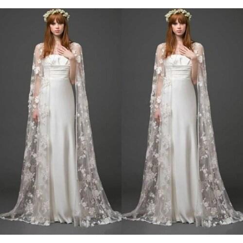 Bridal Cape Jackets Floor Length Lace Shawl Cloak New Long Bolero Shawl Coats Bridal Accessories Wedding Events Wraps
