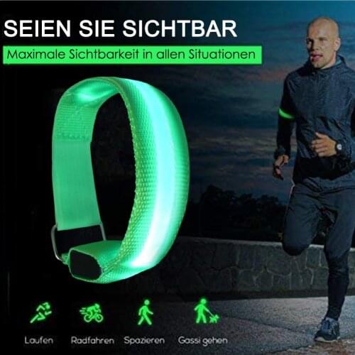 USB Charging LED Luminous Armband Running Bracelet Night Reflective Belt Wristbands for Outdoor Sports Party Running Bracelet