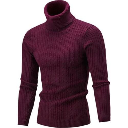 2020 New Autumn Winter MenS Sweater MenS Turtleneck Solid Color Casual Sweater Mens Slim-Fit Brand Knitted Pullovers