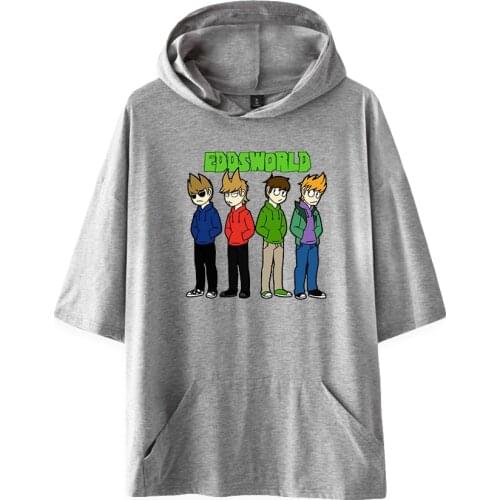 WAWNI Eddsworld Short Sleeved Hooded Summer Volleyball Unique Pullover Hip Hop Hoodie New Harajuku Tops Anime Hoody Sweatshirt