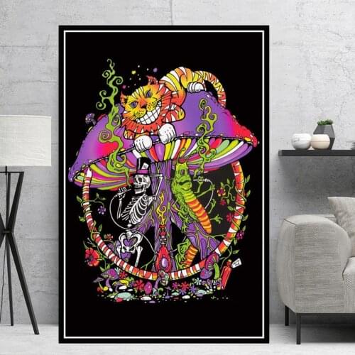 Trippy Visual Mushroom Mind Education Posters and Print Psychedelic Magic Black light Wall Art Canvas Painting Home Decor