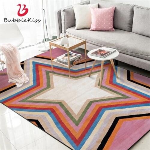 Bubble Kiss European American Sports Five-pointed Star Pattern Carpets For Living Room Home Kids Room Decor Rugs Non-slip Mats
