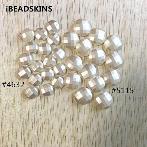 Choose size) white color Acrylic Imitation pearl Faceted flat coin Beads for Jewelry DIY (Design as shown)#5115/4632