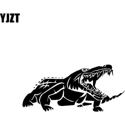 YJZT 15.3CM*7CM Valiant Cool Animal Crocodile Caricature Interesting Vinyl Decal Original Car Sticker Black/Silver C19-1130