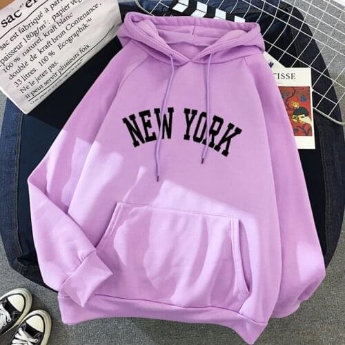 Female Thicken Warm Hoodies Lady Autumn Tops NEW Colors Sweatshirts Winter Womens NEW YORK Printing Hooded