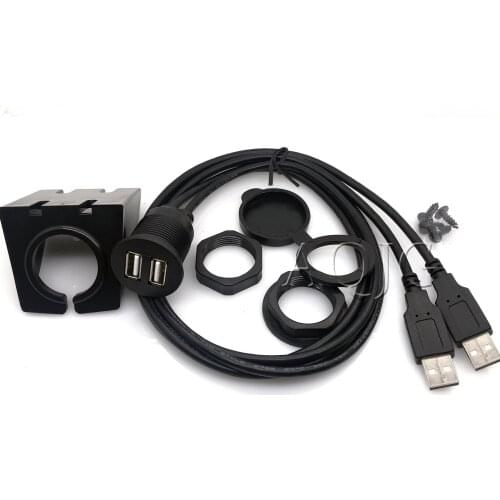 1m Car Boat Motorcycle Dashboard Dual USB Male To Female Extension cable Line Lead