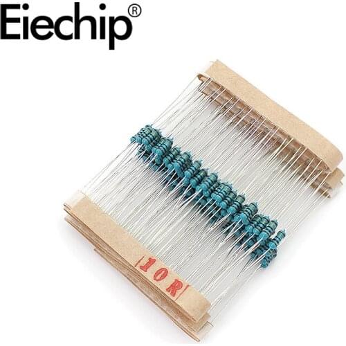 100pcs/lot 1/4W 1% Metal film resistor 10R 0.25W resistance 10 ohm Throught Hole