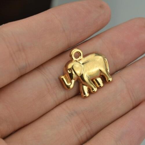 15 pcs free shipping Champagne gold charms diy metal Elephant pendant for necklace&bracelets jewelry making 18*20 mm D942