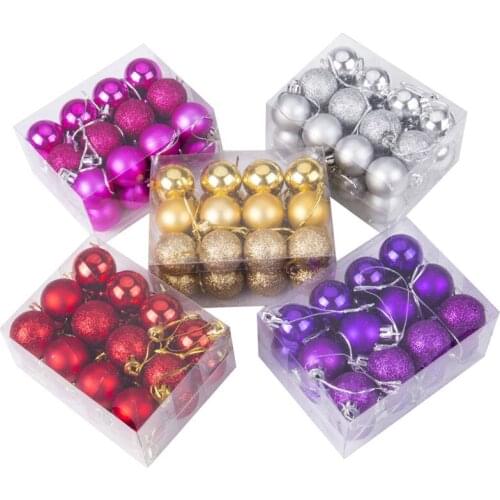 24PCS Christmas Tree Decor Ball Bauble Xmas Party Hanging Ball Ornament Decorations For Home Christmas Gift