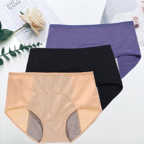 3pcs Menstrual Panties Leak Proof Physiological Pants Women Underwear Waterproof Briefs Plus Size Period Lingeries