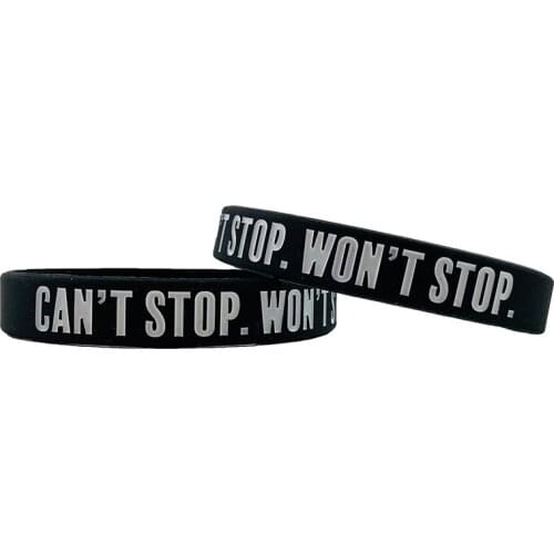 300pcs Motivational CAN'T STOP WON'T STOP Silicone Bracelets Rubber Wristbands Free Shipping by DHL