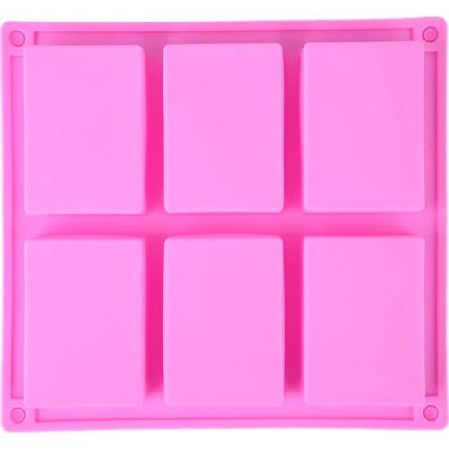 DIY 6 Cavity Rectangle Silicone Soap Mold Cake Bread Molds Baking Tools Cookies Ice Cream Mold Cake Decorating Kitchen Tools