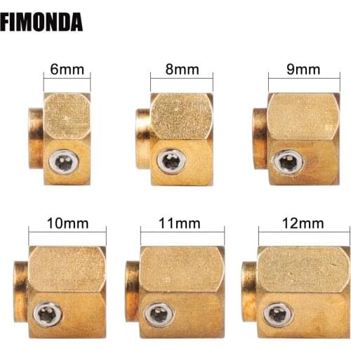 4pcs 6/8/9/10/11/12mm Heavier Brass 12mm Wheel Hex Wheel Hub Extended Adapter for 1/10 RC Crawler Car Traxxas TRX-4 TRX4