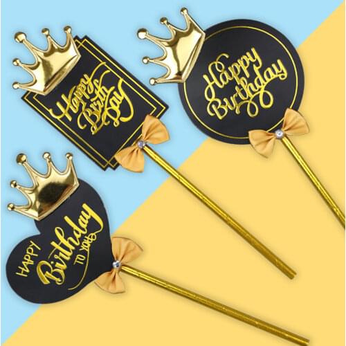 5PCS Crown Cupcake Toppers Cake Insert The Cards Decoration Plugin Topper Card Birthday Number Design Paper Toppers Paperboard