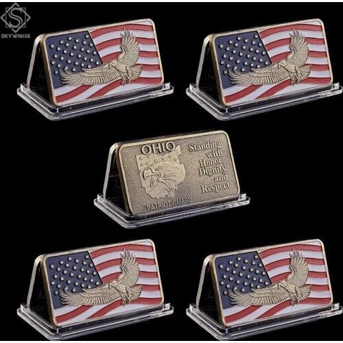 5PCS USA Military Challenge Ohio Patriot Guard Standing with Honor Dignity and Respect Souvenir Metal Bar Coins