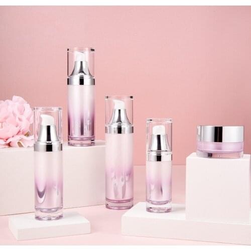 50PCS 20/30g Gradient Purple Acrylic Round Cream jars Pot , 30/80/120ml Pump Bottles for Eye cream Cosmetic Lotion Makeup