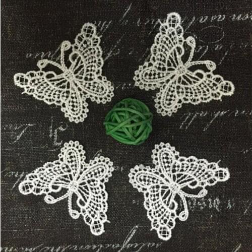 6pcs Lace clothing accessories exports fine white bow soluble lace embroidery 6.5cm*5cm