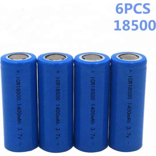 6pcs/lot SHSEJA 3.7V 18500 1400mAh rechargeable lithium battery 3.7V strong light flashlight anti-light special lithium battery