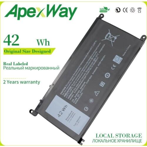 Apexway 42WH WDXOR T2JX4 3CRH3 New Laptop Battery for Dell Inspiron 14 7000 5567 7560 7472 7460-d1525s for Latitude 3488 3580