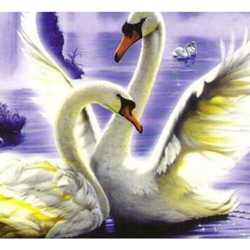 5D DIY Diamond Painting Animal Picture Two Swans Beautiful Scenery Picture Square/Round Diamond Cross Stitch Decoration WG3038