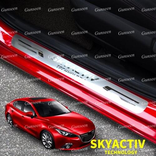 For Mazda 2 3 6 CX5 CX30 Car Accessories Door Sill Scuff Plate Protector Auto Threshold Kick Pedal Styling Sticker Guard Trim