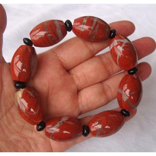 Natural South Africa Red Jasper Rice Shape Beads Stretch Bracelet Women Man Jewelry Accessories Weddings Parties Birthday Gift