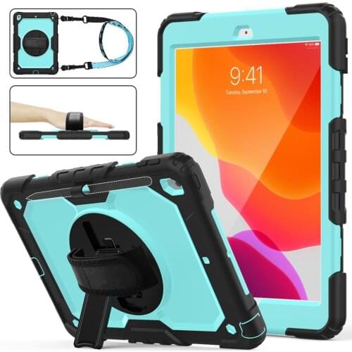 HXCASE for iPad 7th Generation Case 2019 for iPad 10.2 case with Adjustable Shoulder Strap and 360 Rotation Hand Strap&Kickstand