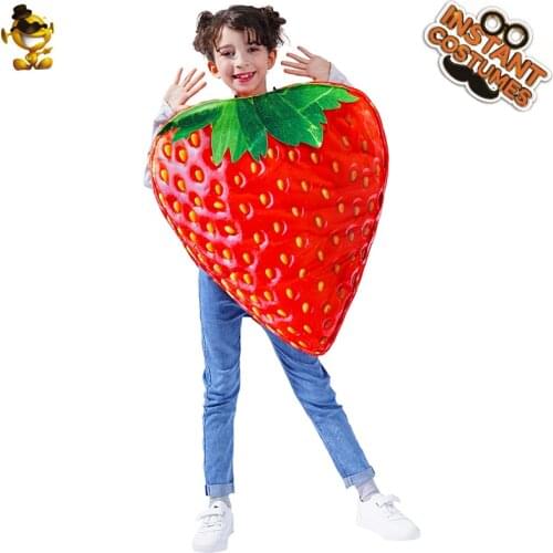 Unisex Kids Sweet Strawberry Costume Cosplay Fruits Costumes Suit Fancy Dress Birthday Holiday Halloween Party