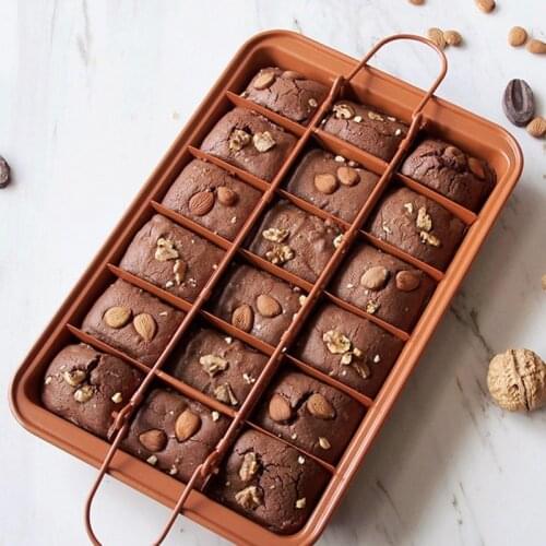 Brownie Cake Pan DIY Baking Tray Tools Square 18 Lattice Chocolate Cake Mold Brownie Non-Stick Baking Pan