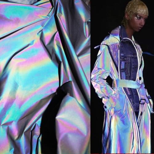 Holographic Fabric for Sewing Fashion Desginer Novelty Fabric Reflective Dress Clothes Sewing Material Accessories 130x50cm