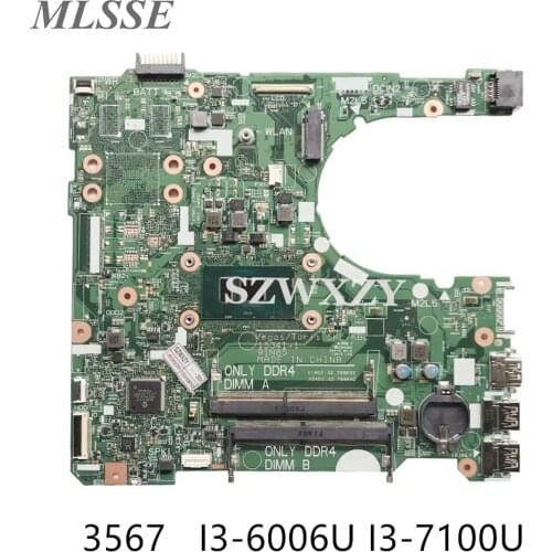 For DELL Inspiron 3567 Laptop Motherboard CN-0NP4RY 0NP4RY NP4RY DDR4 I3-6006U I3-7100U 15341-1 91N85 100% Tested