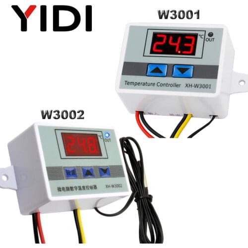W3001 W3002 Microcomputer Temperature Controller DC12V 24V AC110 AC200V Digital Thermostat Thermorelator Heating Cooling Control