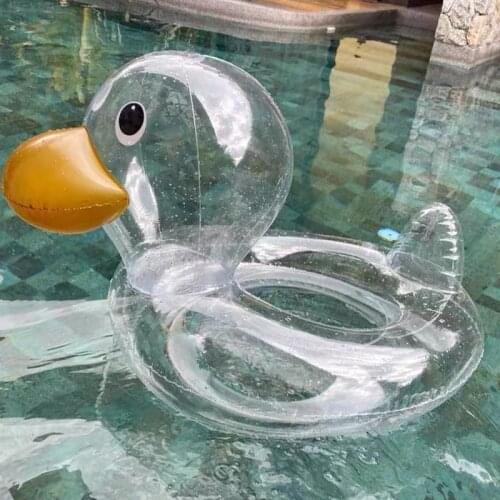Cute Clear Duck-shaped Swimming Ring Baby Inflatable Ring Float Circle Childrens Inflatable Mattress Water Sports