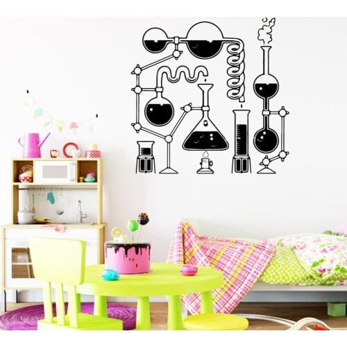 Cartoon Chemical Experiment Cartoon Wall Decals Pvc Mural Art Diy Poster For Kids Rooms Diy Pvc Home Decoration Accessories