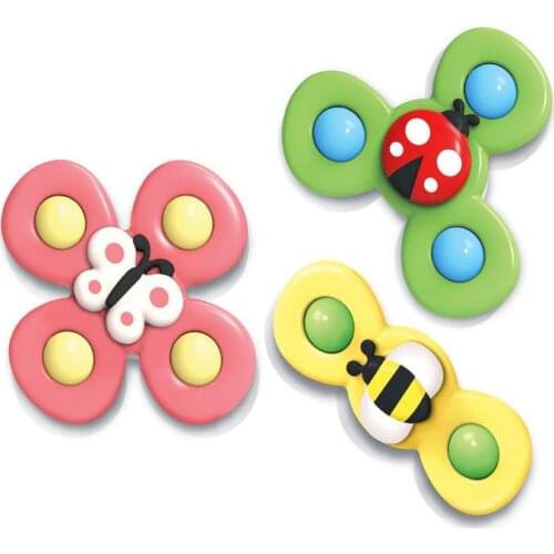 Cartoon Baby Rattles Fidget Spinner Kids ABS Gyro Toy With Spin Sucker Relief Stress Fingertip Toy For Boys Girls 0-12 Months