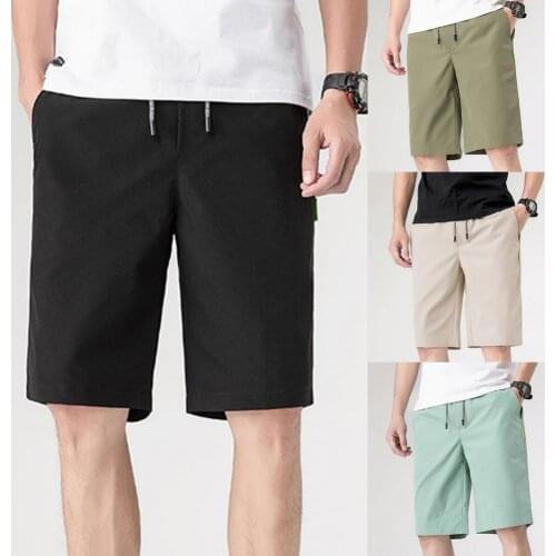 50% Hot Sales Men Summer Shorts Skin-friendly Knee Length Sporty Drawstring Pockets Shorts for Sport